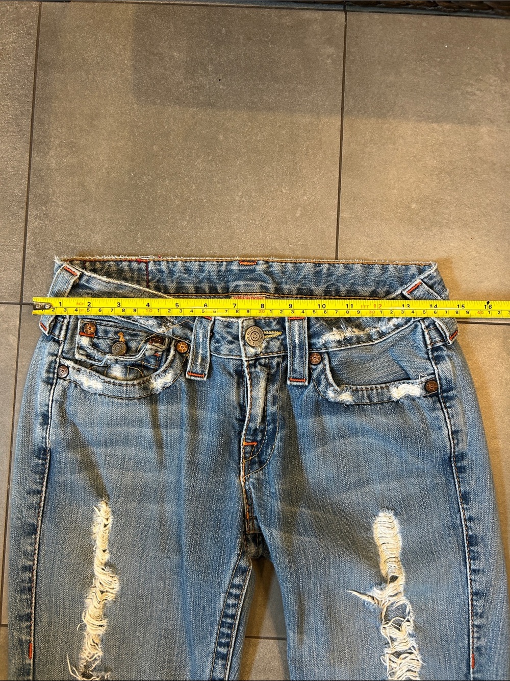 True Religion Distressed, Flare ,Low Rise Joey Jeans - Picture 6 of 13